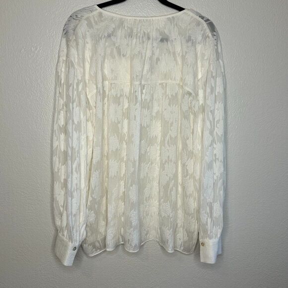 Vince Blouse Womens XL Floral Silk Blend Top Timeless Quiet Luxury Old Money - Picture 3 of 7